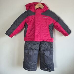 Columbia Baby Snowsuit 2-Piece Set Pink Gray Omni-Shield 6-12 Months Winter Jack